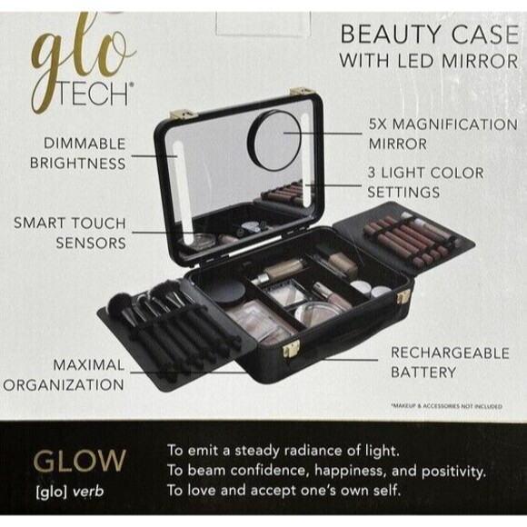 NIOB Glo Tech BLACK Beauty Case With LED Mirror - Picture 2 of 3